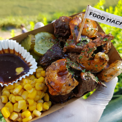 새우구이와 옥수수